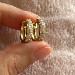 Noemie Mid Century inspired 3 Row Pavé White Diamond Earrings